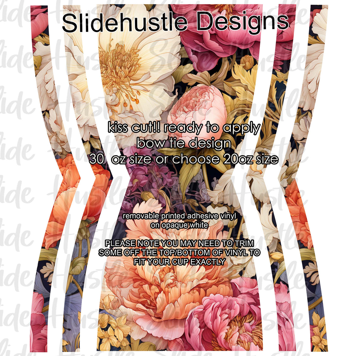 Bow Tie  Design, Colorful Floral, choose 20 or 30 ounce, VF906 KC12
