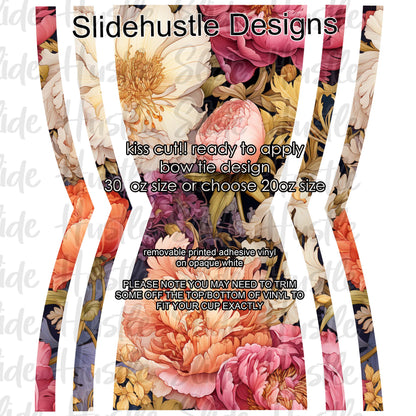 Bow Tie  Design, Colorful Floral, choose 20 or 30 ounce, VF906 KC12