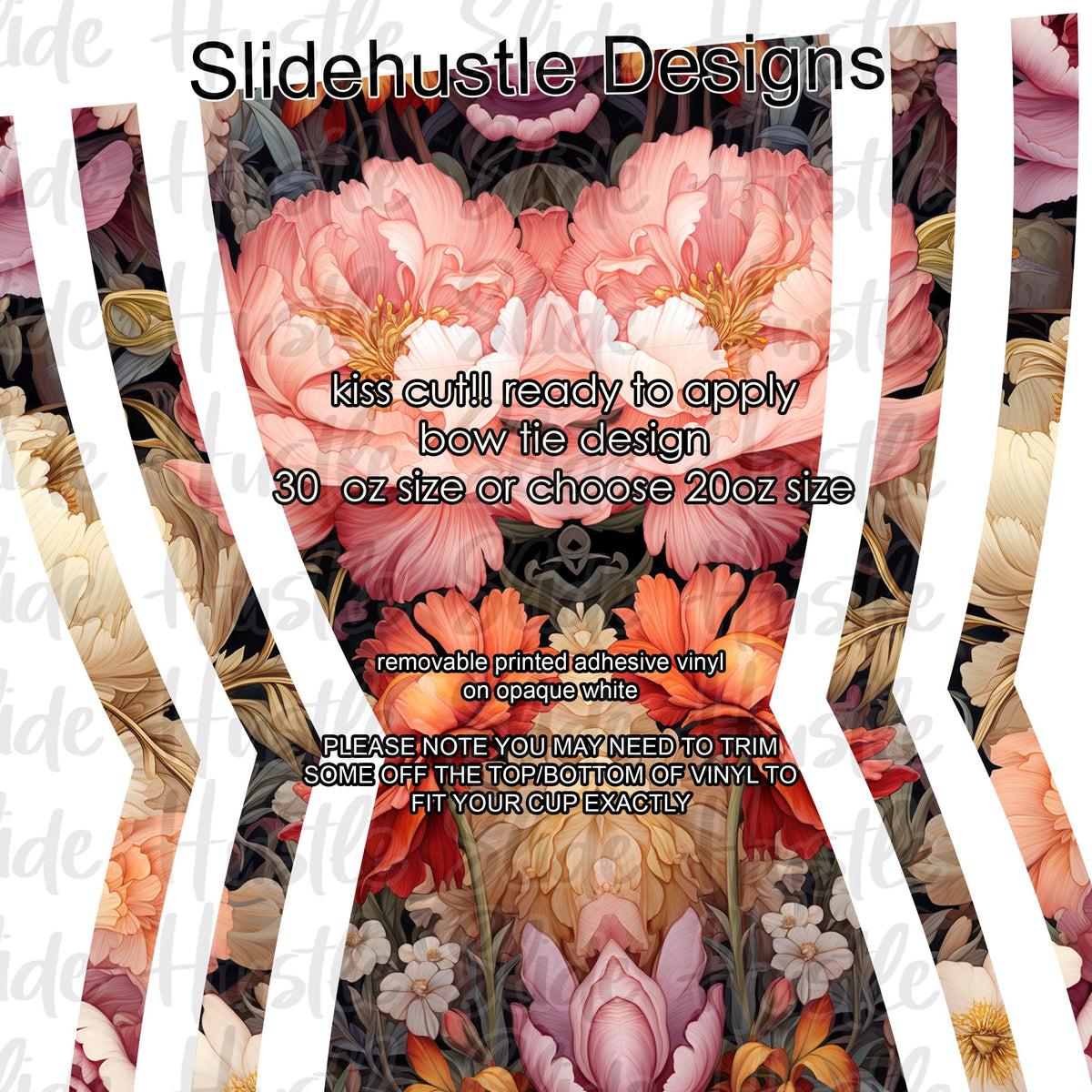 Bow Tie  Design, Colorful Floral, choose 20 or 30 ounce, VF906 KC14