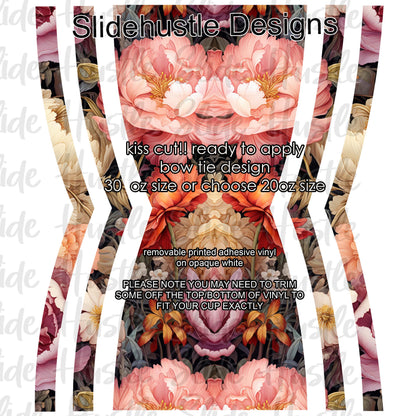 Bow Tie  Design, Colorful Floral, choose 20 or 30 ounce, VF906 KC14
