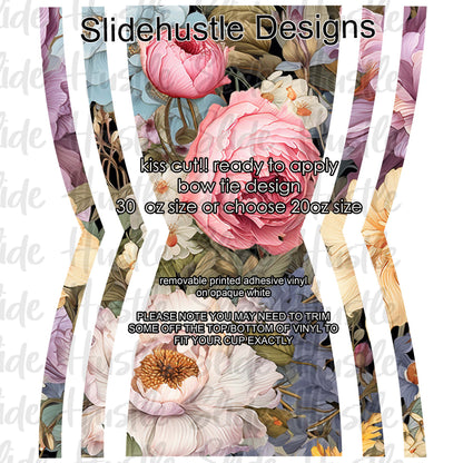 Bow Tie  Design, Colorful Floral, choose 20 or 30 ounce, VF906 KC15