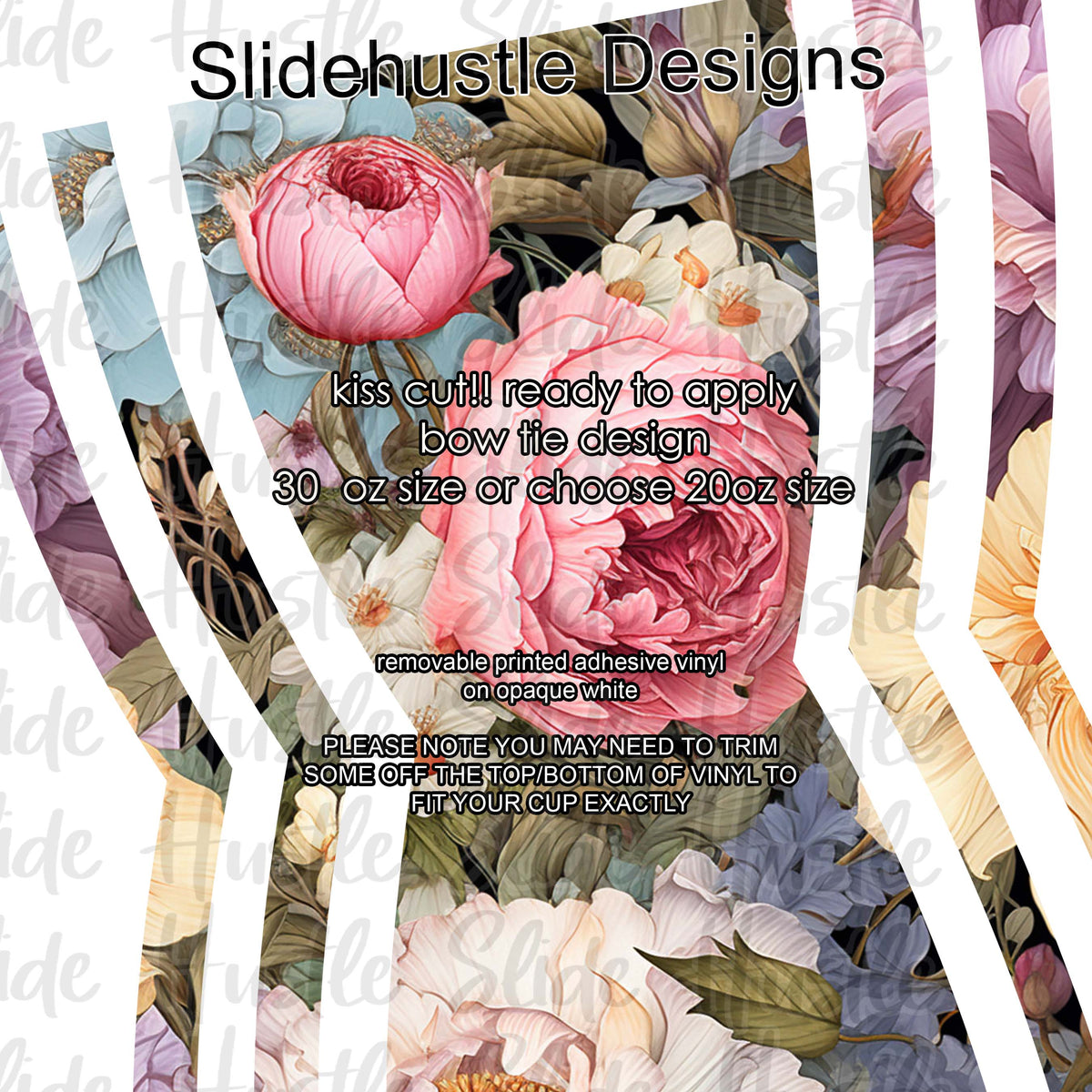 Bow Tie  Design, Colorful Floral, choose 20 or 30 ounce, VF906 KC15