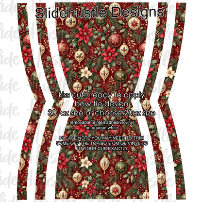 Bow Tie  Design, Ornaments and greenery, choose 20 or 30 ounce, VF906 KC2