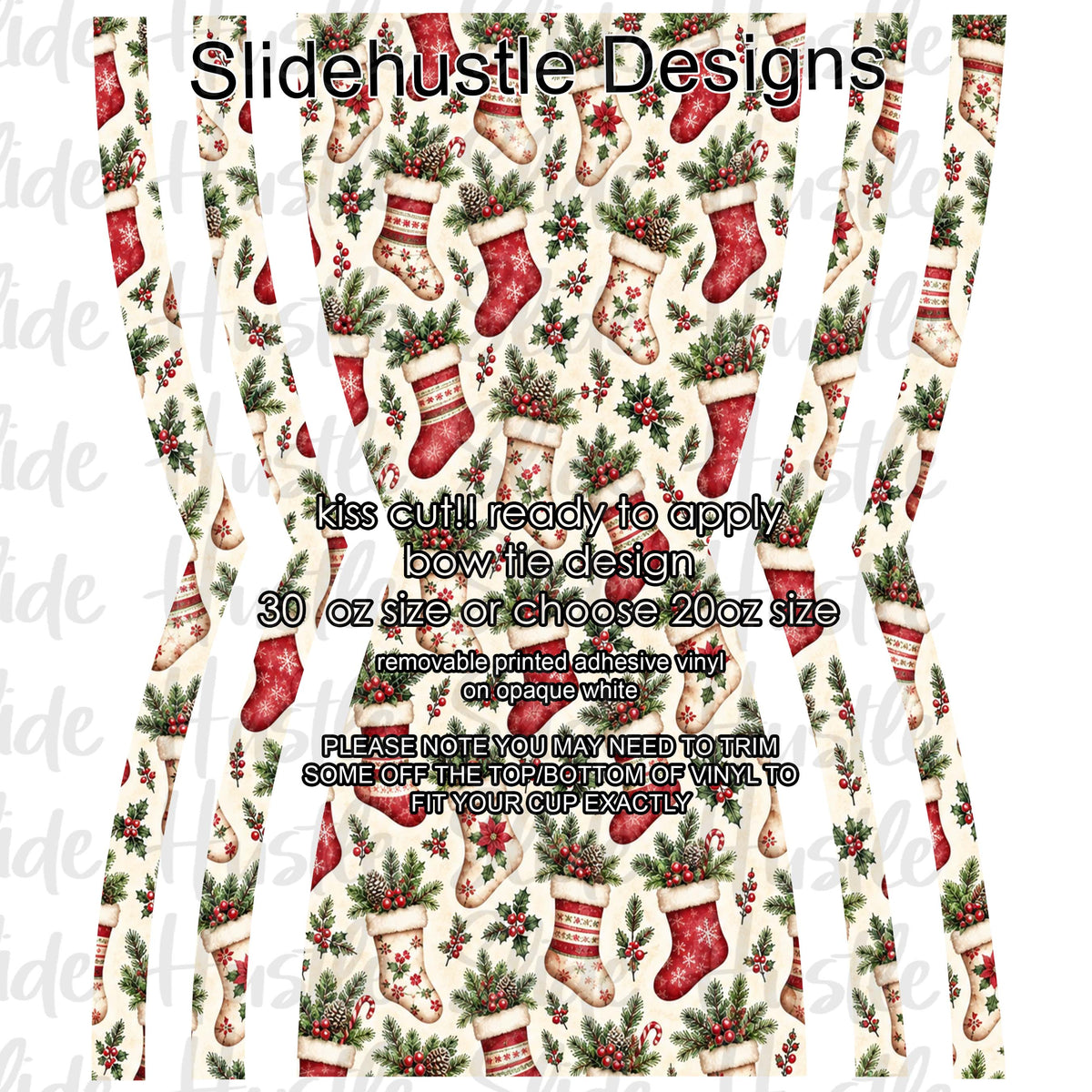 Bow Tie  Design, Christmas stockings, choose 20 or 30 ounce, VF906 KC3