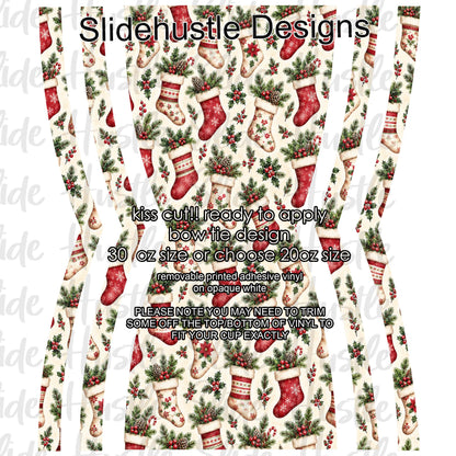 Bow Tie  Design, Christmas stockings, choose 20 or 30 ounce, VF906 KC3