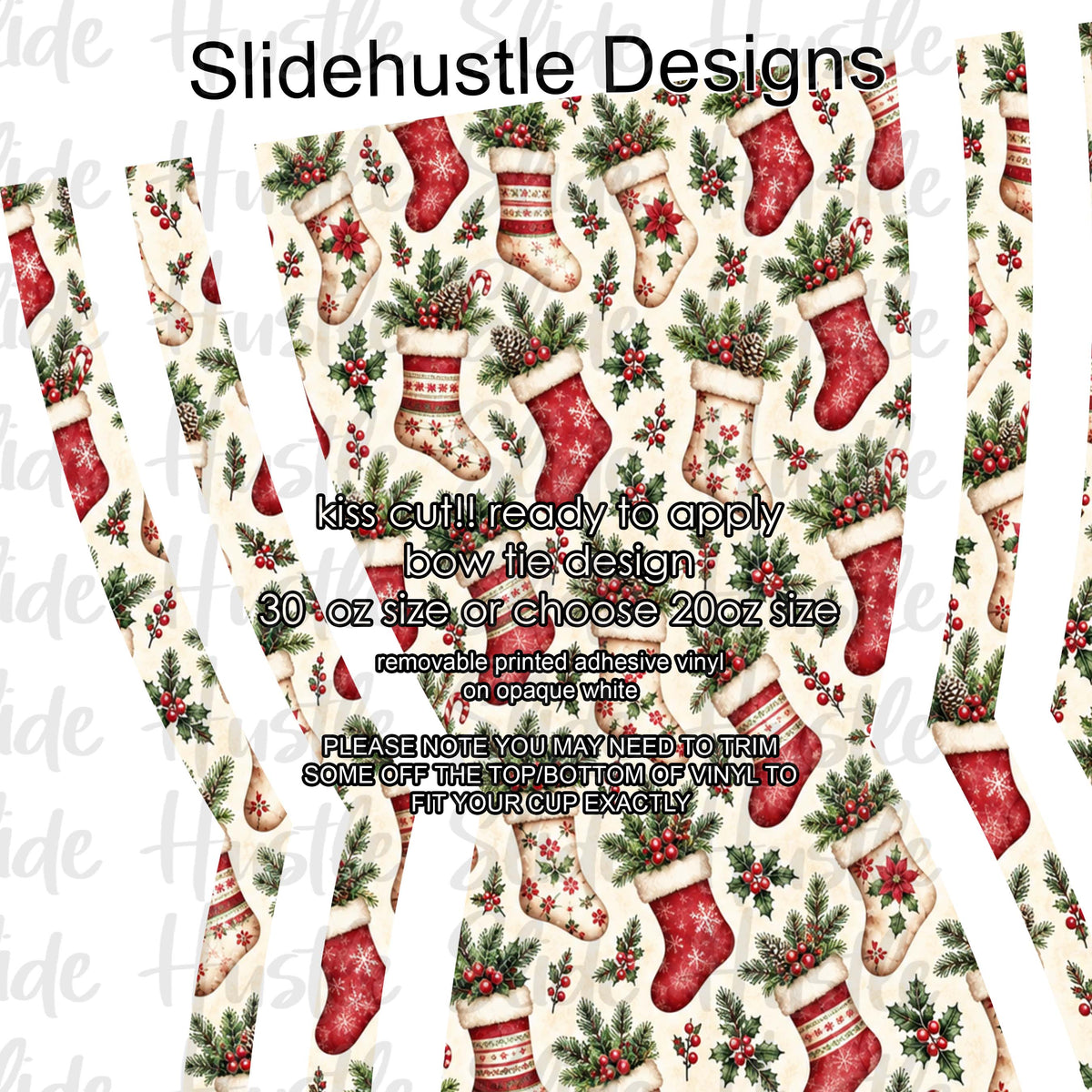 Bow Tie  Design, Christmas stockings, choose 20 or 30 ounce, VF906 KC3