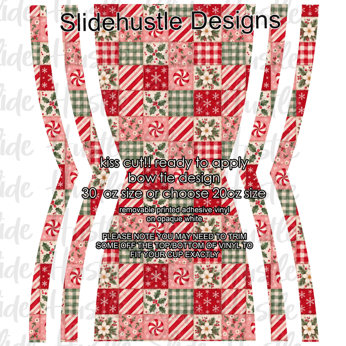 Bow Tie  Design, Christmas peppermint  choose 20 or 30 ounce, VF906 KC5