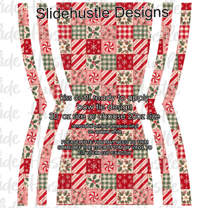 Bow Tie  Design, Christmas peppermint  choose 20 or 30 ounce, VF906 KC5