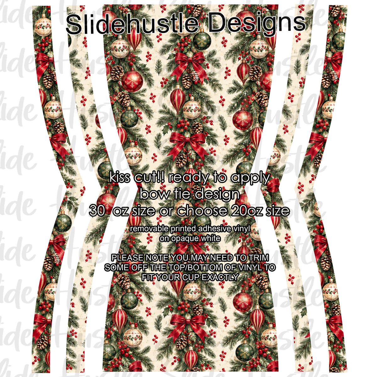 Bow Tie  Design, Christmas garland  choose 20 or 30 ounce, VF906 KC6