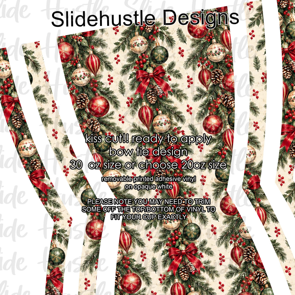 Bow Tie  Design, Christmas garland  choose 20 or 30 ounce, VF906 KC6
