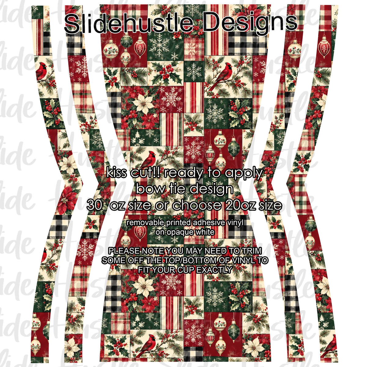 Bow Tie  Design, Christmas greenery choose 20 or 30 ounce, VF906 KC7