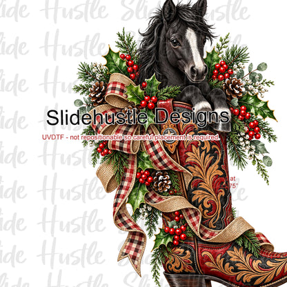 UVDTF Decal, Horse in Christmas Boot, VF906 S32