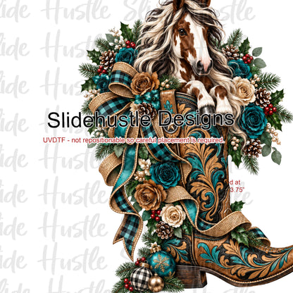 UVDTF Decal, Horse in Christmas Boot, VF906 S33