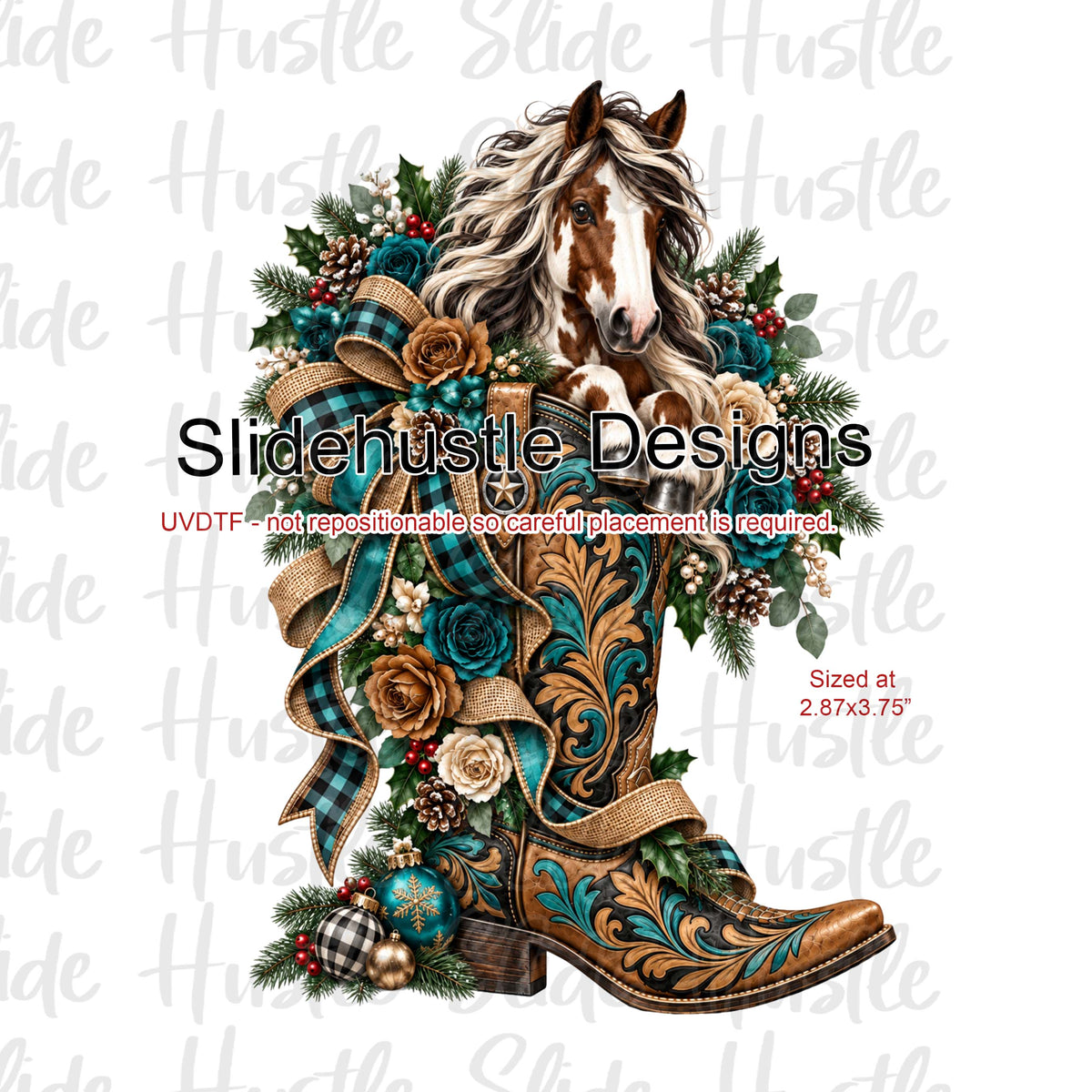 UVDTF Decal, Horse in Christmas Boot, VF906 S33