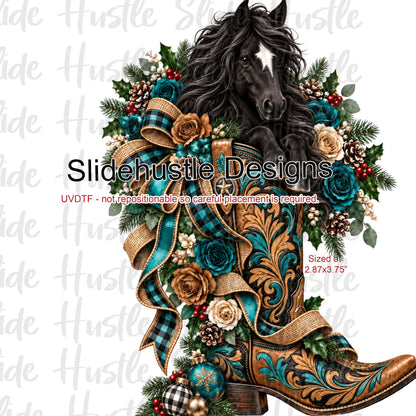 UVDTF Decal, Horse in Christmas Boot, VF906 S34