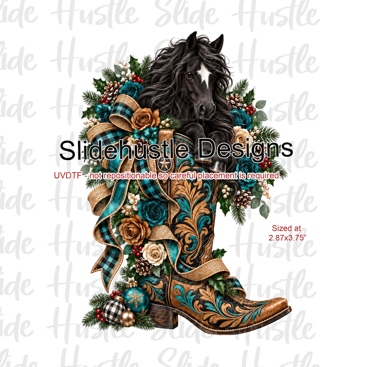 UVDTF Decal, Horse in Christmas Boot, VF906 S34