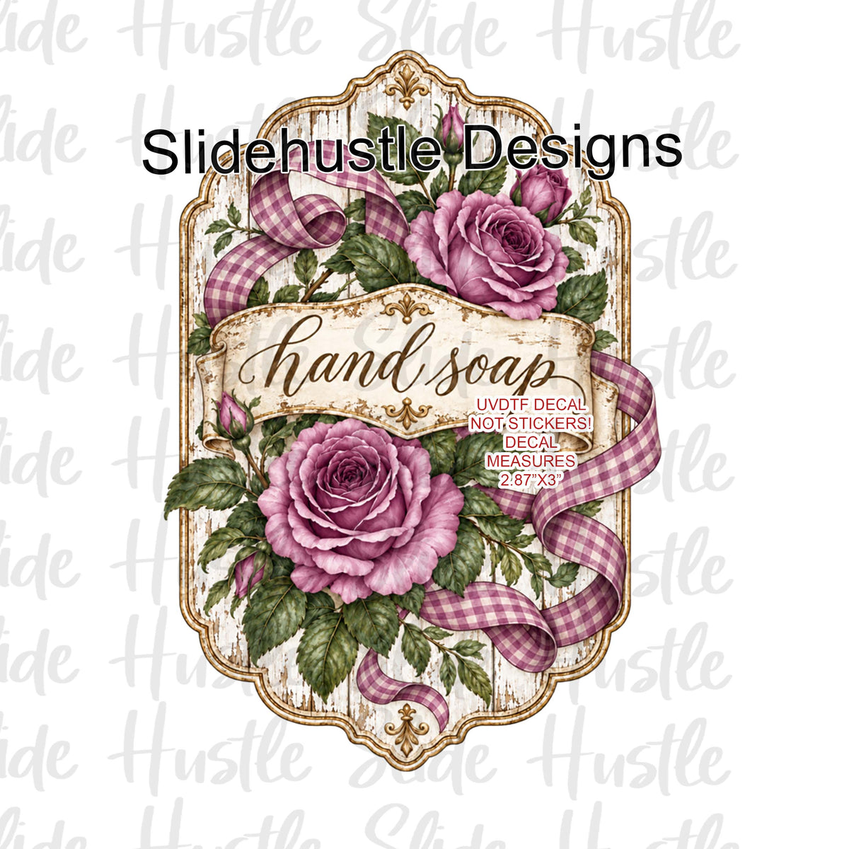 UVDTF Decal, Hand soap with lavender roses VF906 S4 4x4