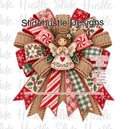UVDTF Decal, Christmas Bow with angel, VF906 S9