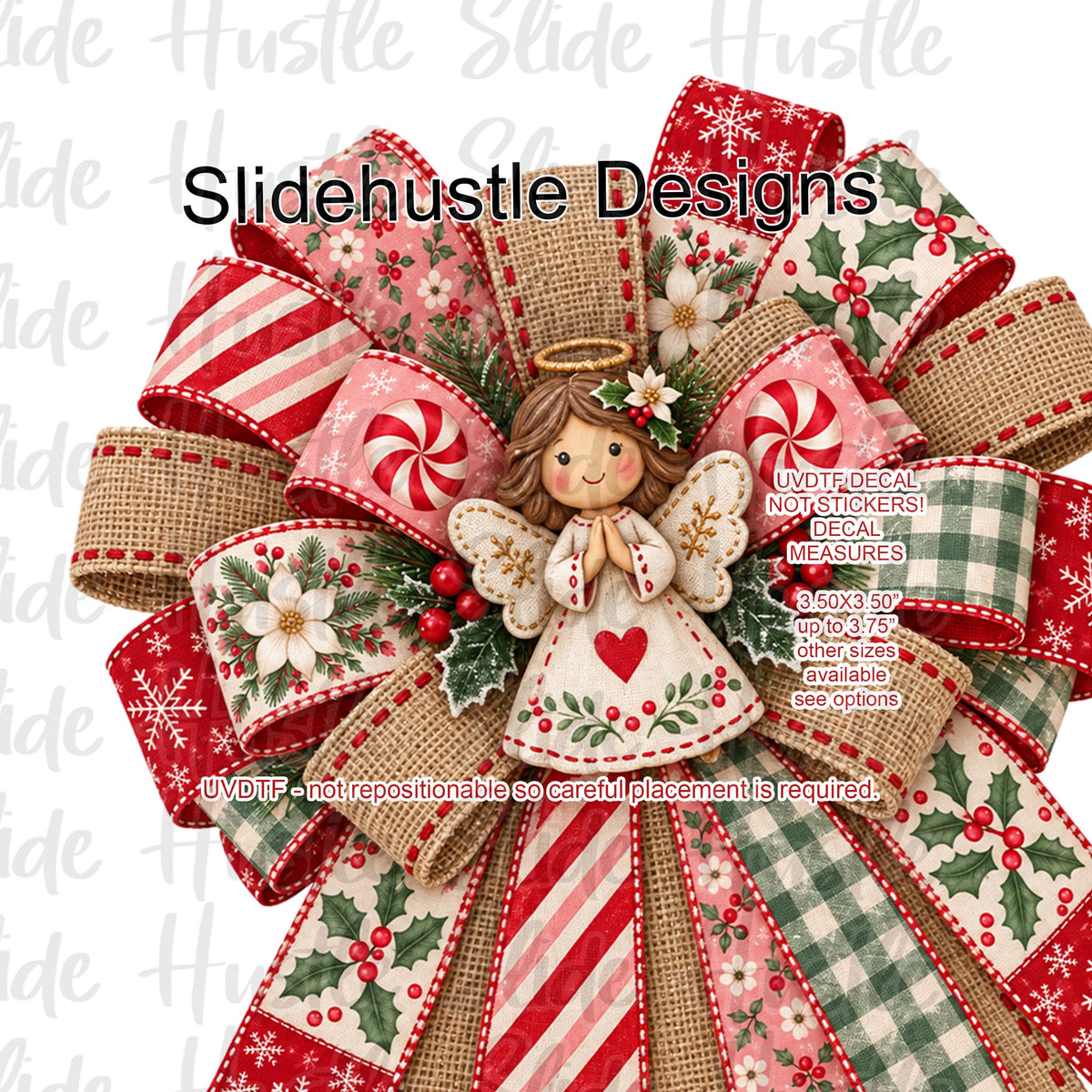 UVDTF Decal, Christmas Bow with angel, VF906 S9